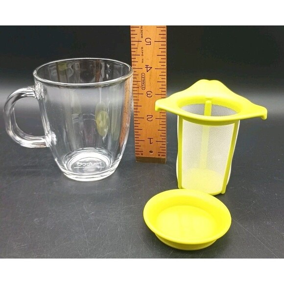 Bodum Yo-yo Set Glass Mug & Tea Infuser Glass Green 10 Oz - Picture 4 of 5